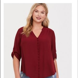 ❌SOLD❌ HARPER - RED GEORGETTE BUTTON FRONT BLOUSE